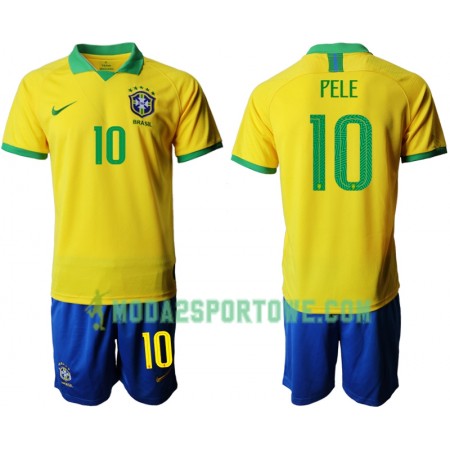 Koszulka Brazylia PELE 10 Dziecięcy Domowe Stroje Piłkarskie Copa América 2019 Krótki Rękaw